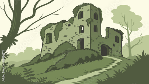 Ancient Castle Ruin Vector