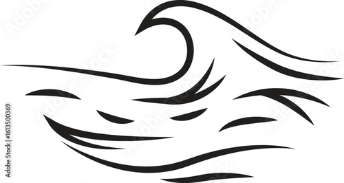 Ocean wave line art drawing sea nature landscape illustration