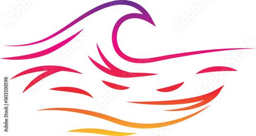 Ocean wave line art drawing sea nature landscape illustration