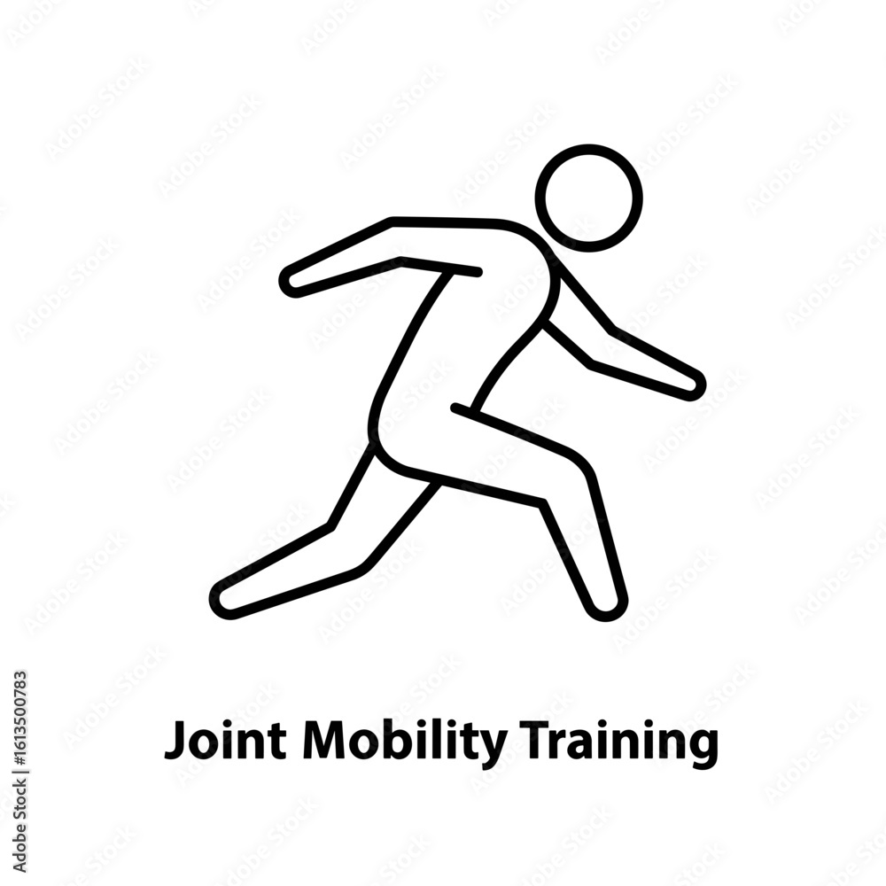 Line drawing of a person exercising with focus on joint mobility training, minimalistic style Line drawing of a person exercising with focus on joint mobility training, minimalistic style