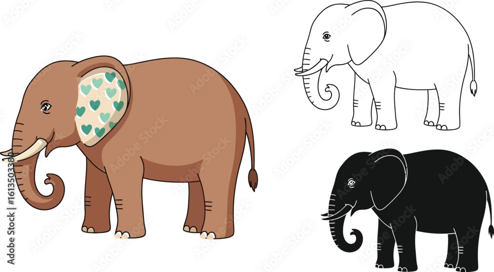 Fototapeta premium Cartoon elephant drawing vector illustration african wildlife animal design concept art