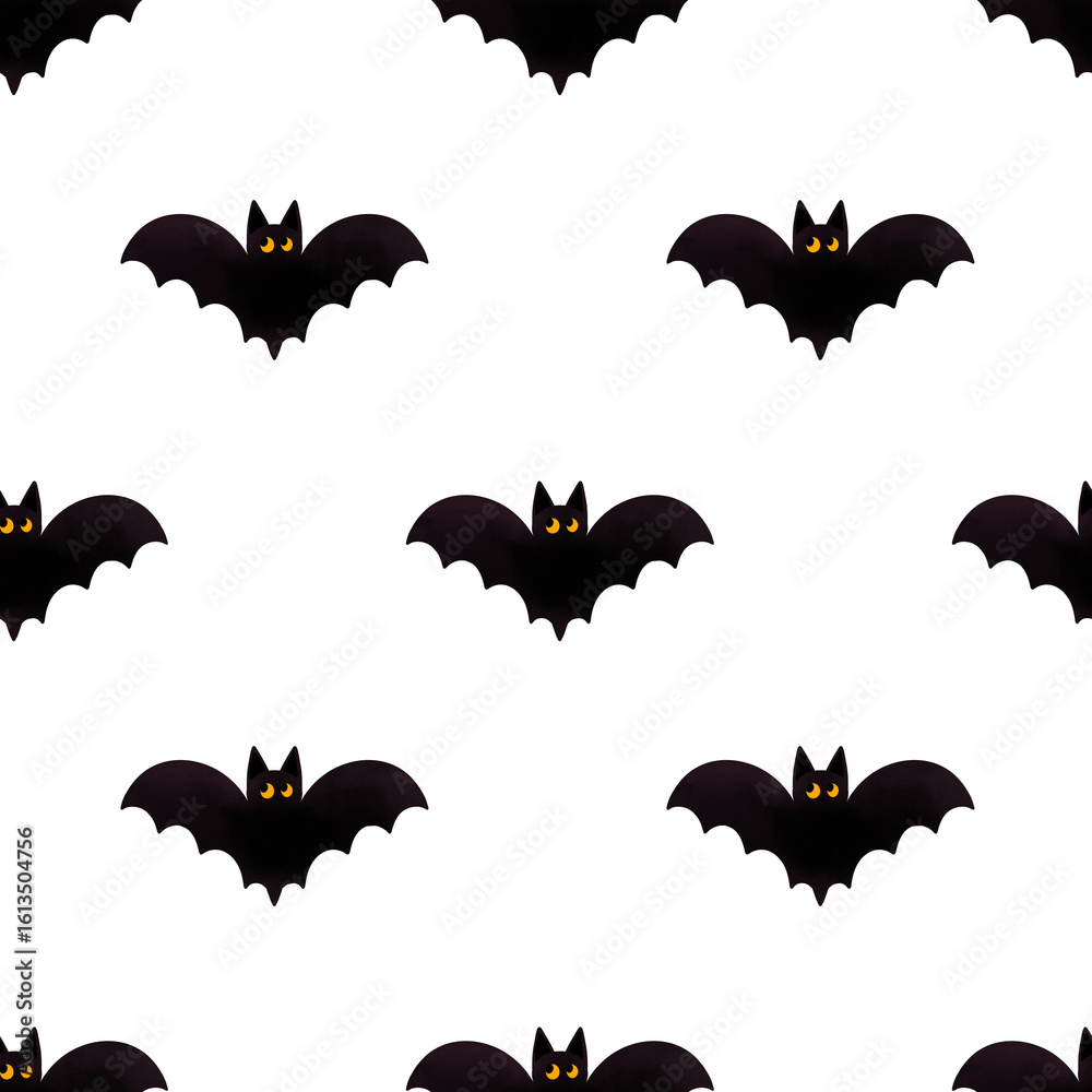 Fototapeta premium Seamless Halloween pattern with bat. Perfect for festive wrapping paper and holiday decor.