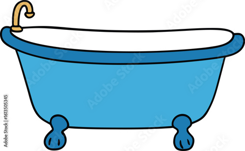 freestanding bathtub with claw feet vector illustration on transparent background