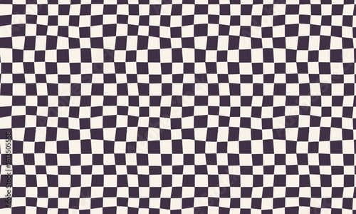 Hand-Drawn Wavy Checkerboard Seamless Pattern