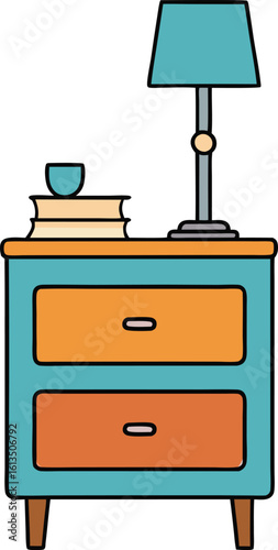 nightstand with lamp and book vector illustration on transparent background