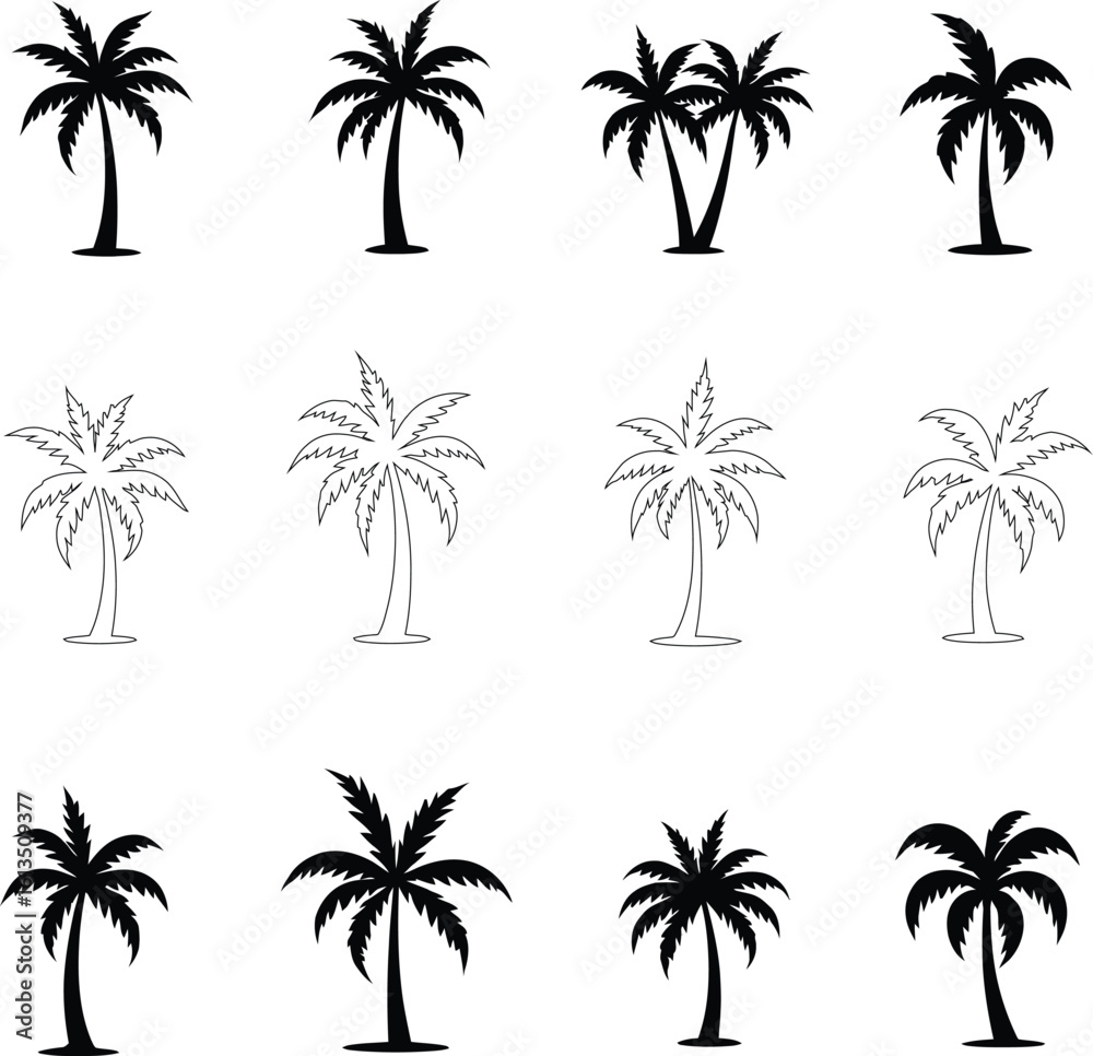 Naklejka premium Silhouetted Palm of Trees Collection 