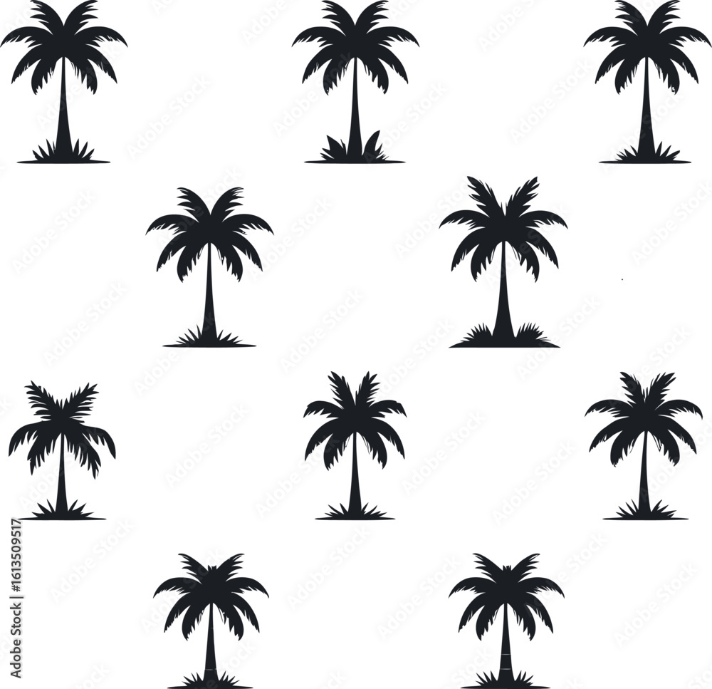 Naklejka premium Silhouetted Palm of Trees Collection 