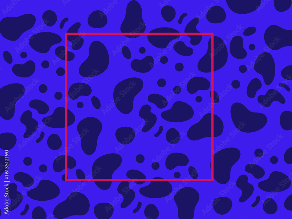 Fototapeta premium A vibrant, modern abstract pattern featuring dark blue blob shapes scattered on a bright, bold blue background.