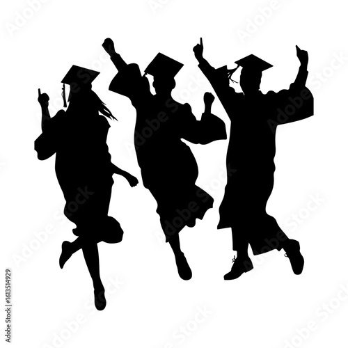 graduation cap and gown silhouette