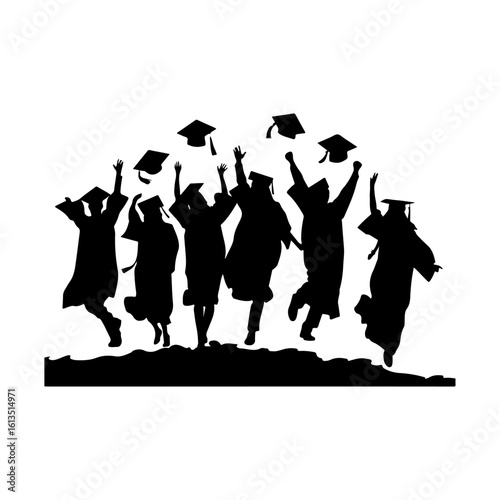 celebrating graduation vector silhouette