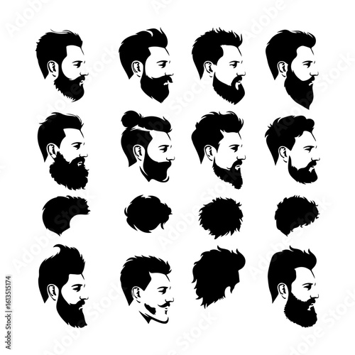 Haircut Beard Minimalist Silhouette Icon