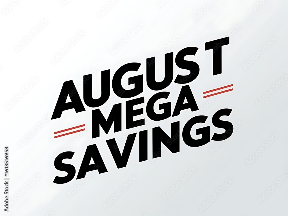 Fototapeta premium August mega savings promotion graphic.