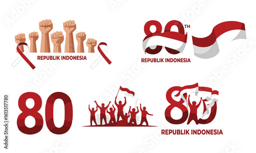 Illustration Of 80th Indonesian Independence Logo Combining Traditional And Modern Elements With Clean Lines, Suitable For Event Branding, Government Publications, Or Merchandise