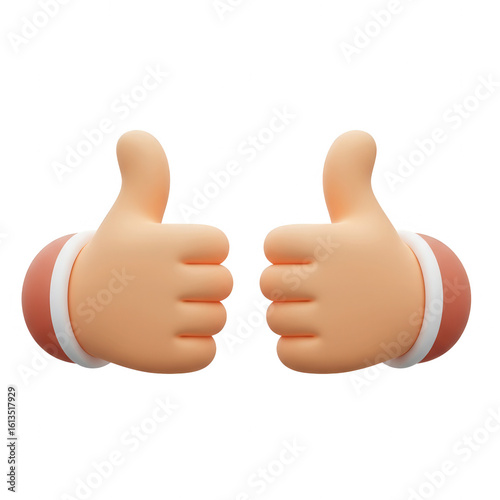 Two 3d Cartoon Hands Showing Thumbs Up Gesture On Transparent Background