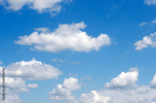 Blue sky and white clouds.