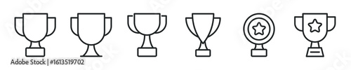 Trophy thin line icon set. Achievement, success, winner minimal editable stroke icons