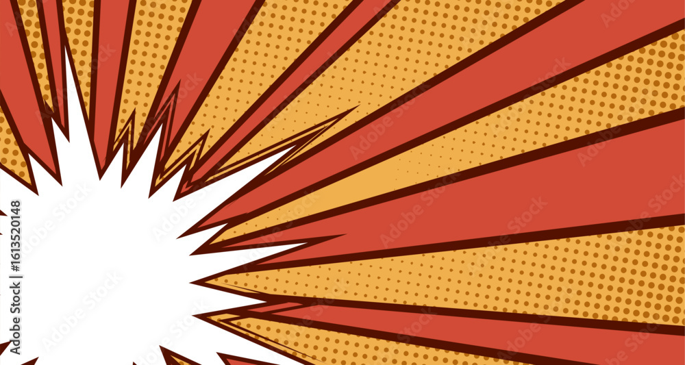 Obraz premium comic book burst background. Modern creative pop art colorful halftone explosion style background