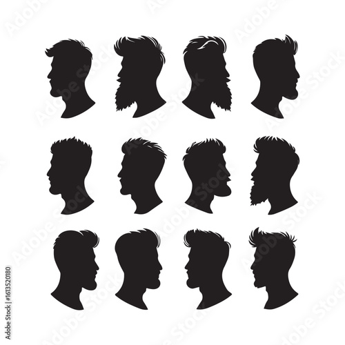 men's beard and haircut clipart