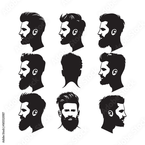 male haircut beard set silhouette