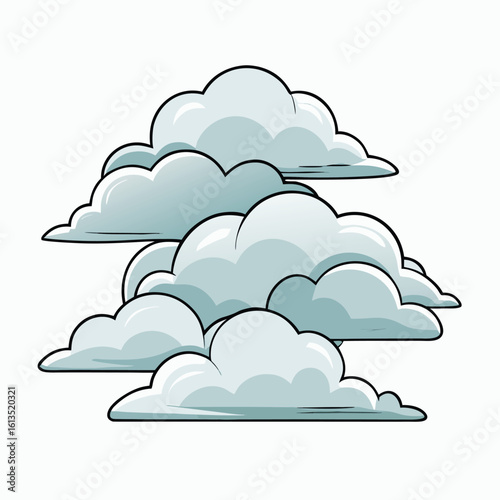 Fluffy grey clouds against white background weather