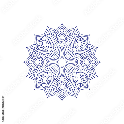 Intricate black mandala icon design with geometric patterns and radial symmetry