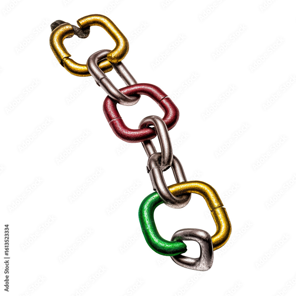 Obraz premium Colorful metal chain links with unique shapes for various uses