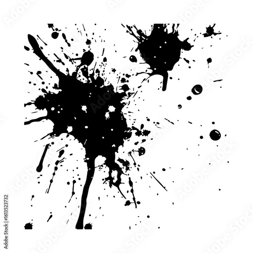 paint splatters black clipart set