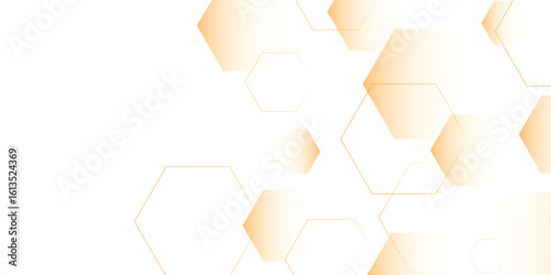 white and orange technology hexagonal abstract background. Abstract 3d hexagonal background with shadow .Futuristic blue neon honeycombs. Modern technology design .Minimal style website banner, 