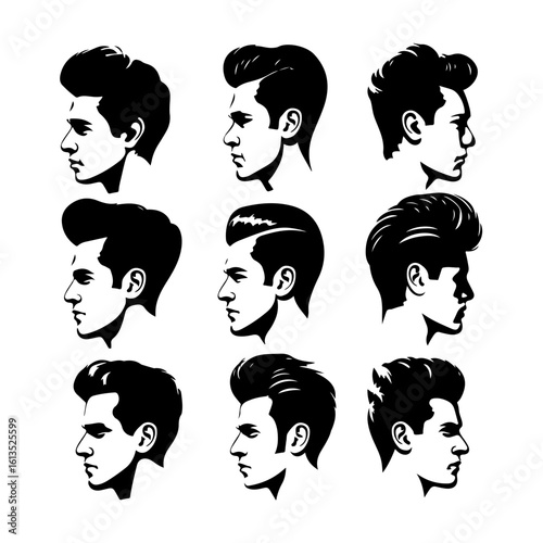 pompadour haircut silhouette vector collection