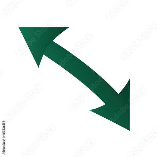 Green double headed arrow isolated on transparent background