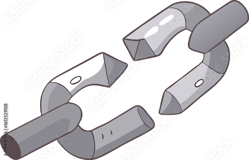 Broken metallic chain links connection