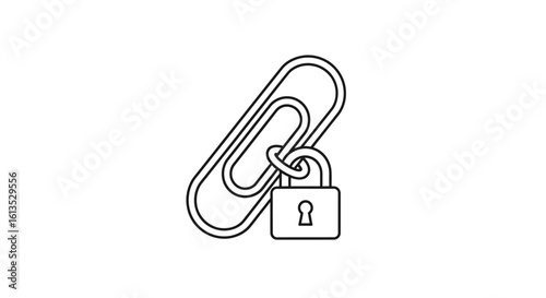 Secure Paperclip Icon: Padlock Attached to a Metal Paperclip