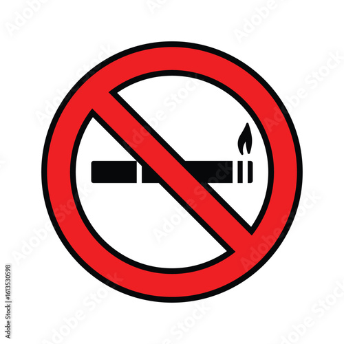 No Smoking Sign Vector Design, Red Prohibition Symbol for Cigarette Restricted Areas