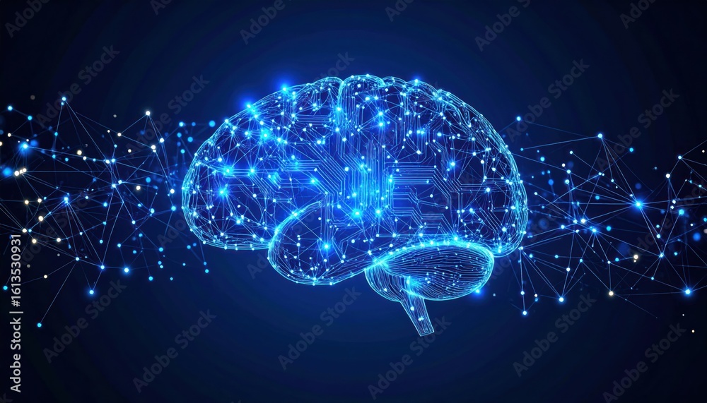 custom made wallpaper toronto digitalFuturistic Digital Brain with Neural Network Connections