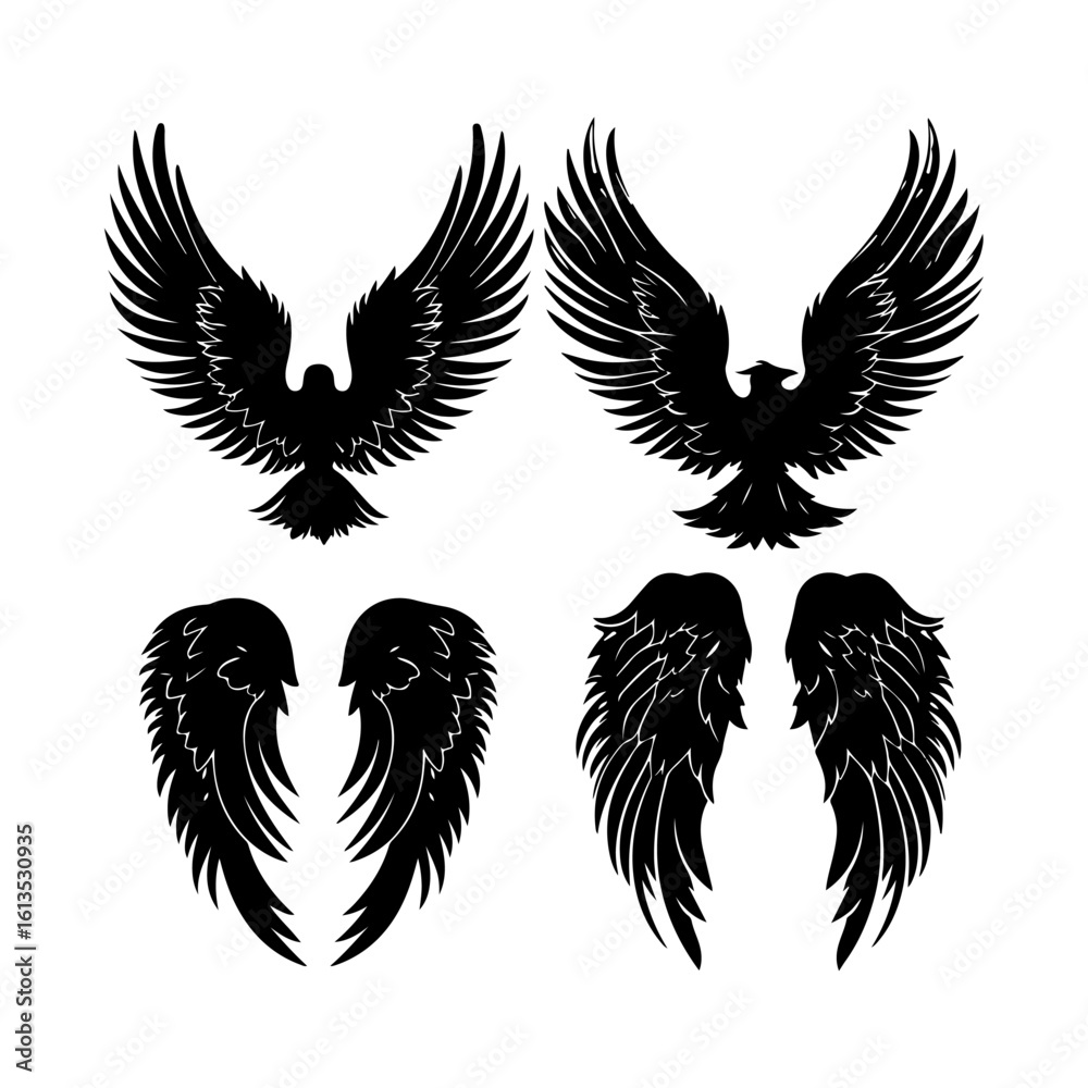 Obraz premium Wing Black Silhouette Vector Collection