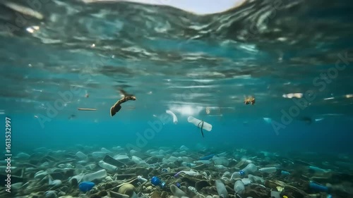 Wallpaper Mural Plastic Bottles Floating Underwater Causing Pollution In Ocean Environment Torontodigital.ca