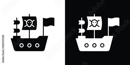 Pirate ship icon or logo isolated sign symbol vector illustration Collection
