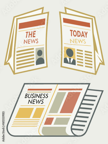 3D Folded Newspaper Icons Collection