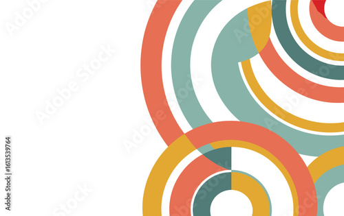 Retro circles create a colorful abstract background pattern