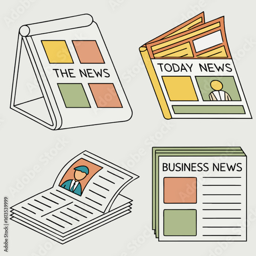 3D Folded Newspaper Icons Collection