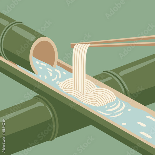 Nagashi Somen Chopsticks Pickup - 流しそうめん箸でつまむ