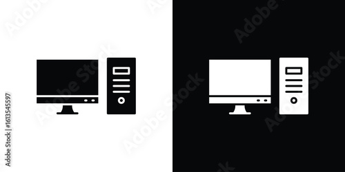Desktop computer icon or logo isolated sign symbol vector illustration Collection