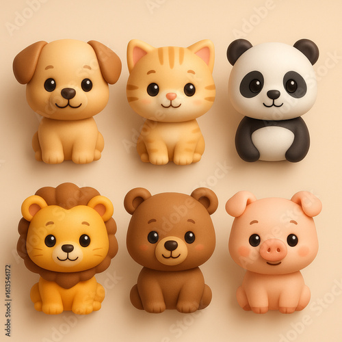 Adorable 3D Animal Icons – Puppy, Kitten, Panda & More for Playful Designs