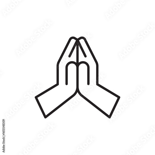 hi five namaste icon outline editable stroke line drawing eps