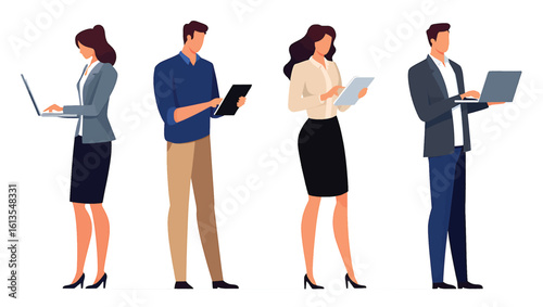 Modern Professionals Utilizing Digital Devices