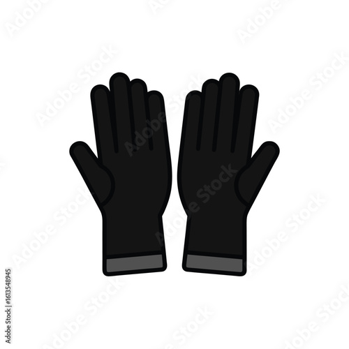 Pair of black winter gloves isolated on white background