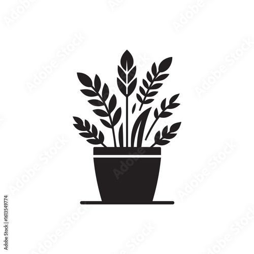 potted plant   logo icon illustration flat