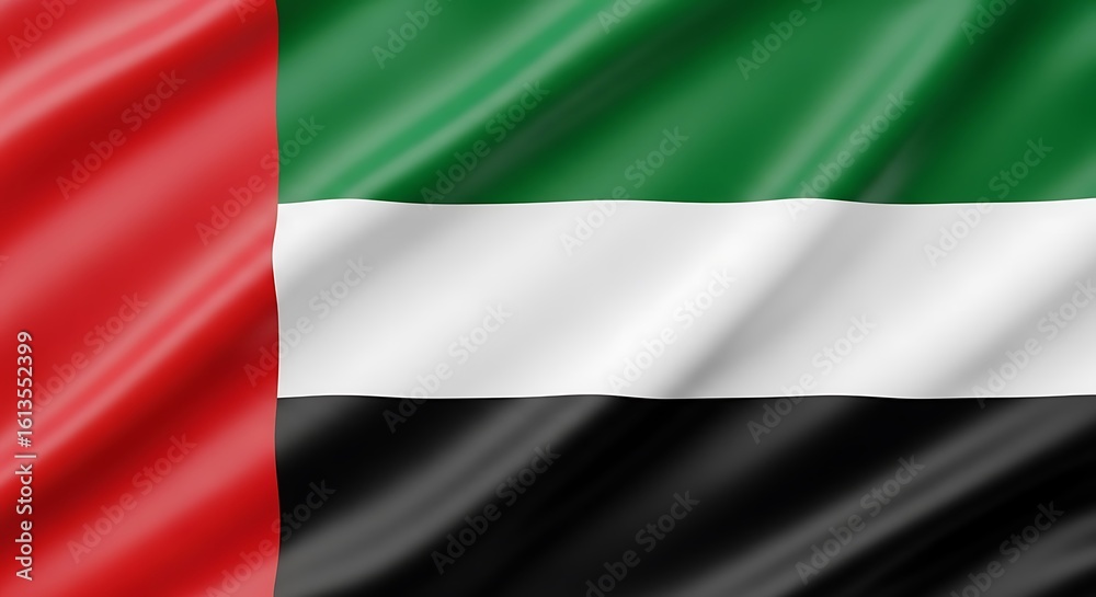 Obraz premium Flag of the United Arab Emirates – National Emblem in Pan-Arab Colors