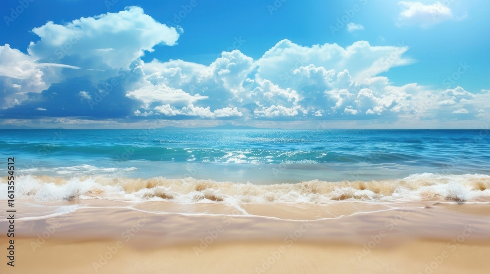 Fototapeta premium Stunning Beach Backgrounds for Posters: From Golden Sands to Turquoise Waves – Elevate Your Design with Coastal Charm, Perfect for Travel Promotions, Summer Events, and Lifestyle Campaigns