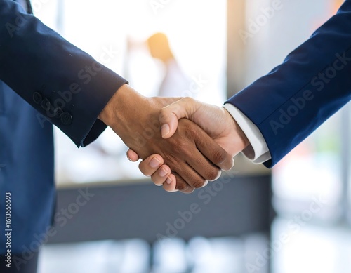 Business handshake in office